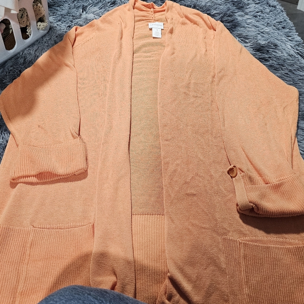 Chico's Vibrant Orange Cardigan Sweater